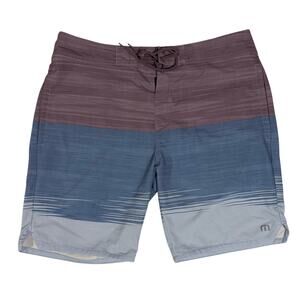 Travis Mathew Multicolored Striped Board Shorts Size 34 9" Inseam